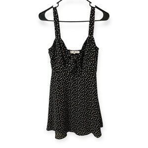 Cloud & Sky Black Floral Mini Dress Knot Front Cutout Lined Women’s Size Small